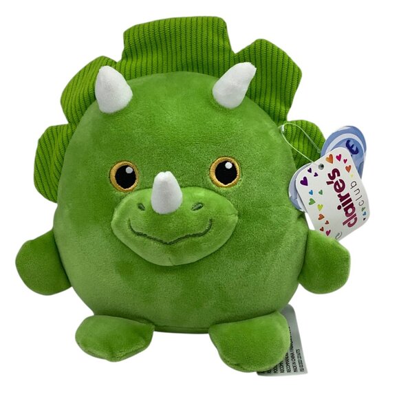 Claires Green Triceratops Dinosaur Super Puffed Plush Toy Animal Adventure NEW - Picture 6 of 6